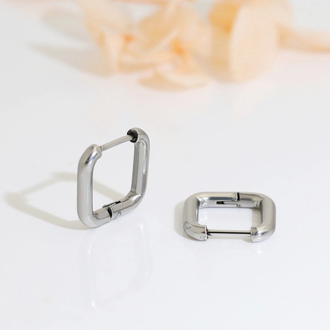 Roestvrijstalen Geometrische Creolen Gepolijst Minimalistisch Rechthoekig Vierkant Rond Sieraden Voor Dames Heren
