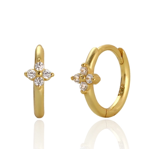 925 Sterling Silber Huggie Hoop Ohrringe Zirkon Eingelegt Kleeblatt Blume Minimalistischer Nischenschmuck Für Frauen Platin Gold