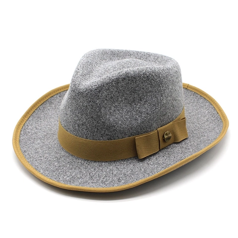 Retro Fedora Hut Wollfilz Breite Krempe Schleife Band Metallschnalle Elegant Britischer Stil Jazz Kappe