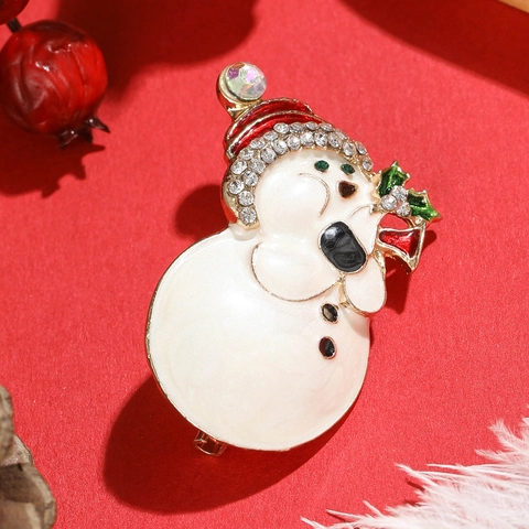 Spilla Pupazzo Di Neve Di Natale Lega Smalto Strass Pin Regalo Di Festa Festivo Per Donne Ragazze Gioielli Invernali