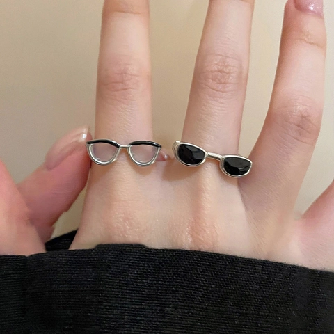 Sunglasses Shaped Creative Alloy Open Ring Y2K Unique Drip Oil Fashion Trendy Finger Jewelry For Women