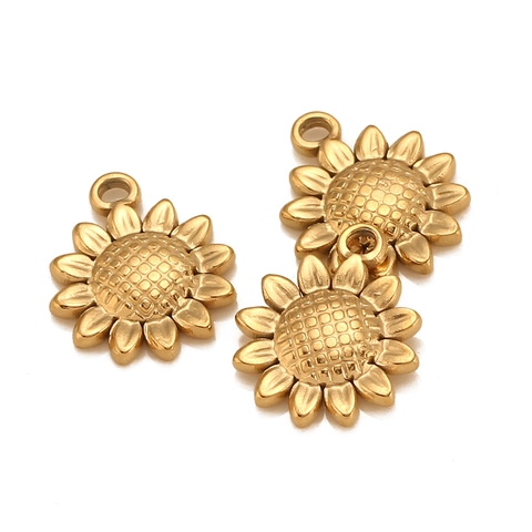 Sunflower Daisy Flower Shape 304 Stainless Steel Pendants For DIY Jewelry Making Findings Crafting Gold Silver Colors