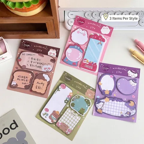 Set De Notas Adhesivas Con Formas De Dibujos Animados Kawaii Animales Corazón Nube Bloc De Notas Para Escuela Oficina Papelería