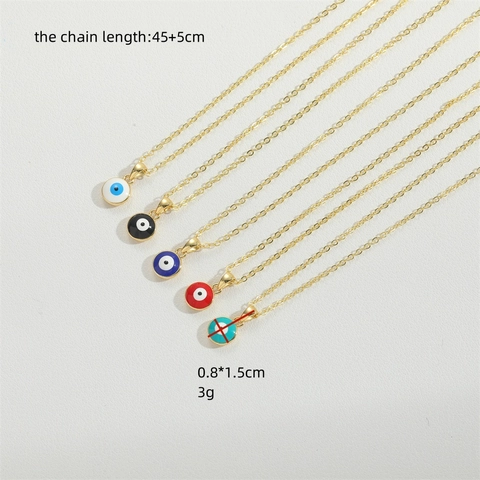 Retro Emaille Böser Blick Anhänger Halskette Für Damen Kupfer Galvanisiert Goldkette Choker Mode Schutz Schmuck Geschenk