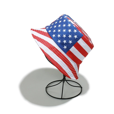 American Flag Bucket Hat Polyester Stars Stripes Patriotic Independence Day Sun Protection Summer Outdoor Unisex
