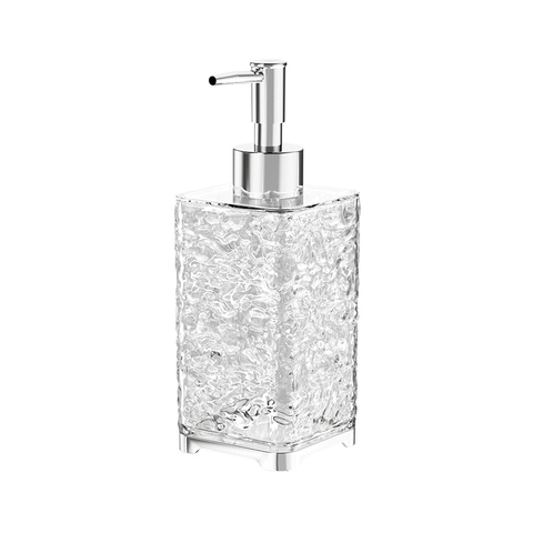 Refillable Foam Soap Dispenser Bottle Clear Ice Texture Plastic Square Round Liquid Lotion Pump Bottle For Bathroom Travel