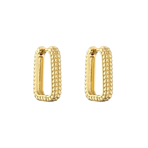 Rectangular Hoop Earrings Copper Micro Pave Zircon Twist Rope Texture Geometric Retro Fashion Jewelry For Women