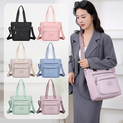 Women Oxford Cloth Shoulder Bag Multi Pocket Large Capacity Waterproof Crossbody Tote For Daily Casual Commute Fashion