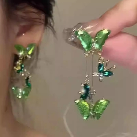 Orecchini Pendenti Con Nappa A Farfalla Placcati Oro Rame Zircone Gioielli Con Perno In Argento Per Donna
