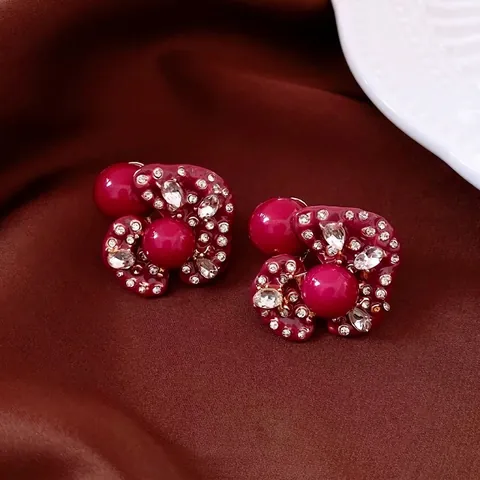 Vintage Emaille Ohrstecker Mit Legierung Acryl Rhinestones Und Silber Ohrnadel Retro Palast Schmuck Für Damen