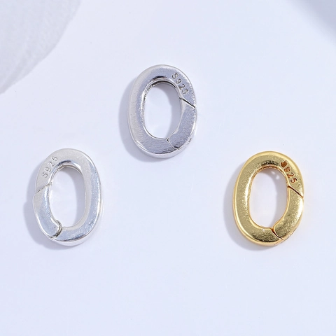 Chiusura a Molla Ovale in Argento Sterling 925 Connettore Universale per Fai da Te Bracciale di Perle Collana Gioielli SK80