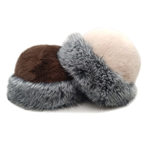 Cappello Alla Pescatora In Finta Pelliccia Invernale Spesso Caldo Bicolore Stile Mongolo Cima Rotonda Russo Cosacco Peluche Da Donna