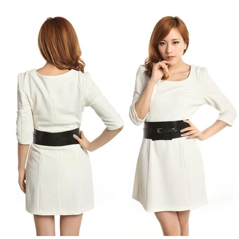 Women Fashion Wide Corset Belt Adjustable Artificial Leather Waist Cinch Belt Solid Color Versatile Wrap Around Waistband