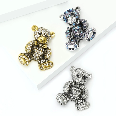Spilla Orsetto in Lega e Strass per Donna Brillantini a Forma di Animale Corpetto per Abito Cappotto Gioielli Eleganti