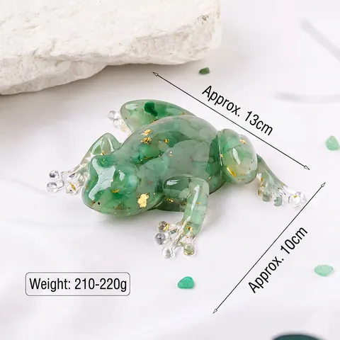 Froschfigur Naturkristall Steinharz Handgefertigtes Goldfolie Desktop Ornament Heimdekoration Künstlerische Tierskulptur