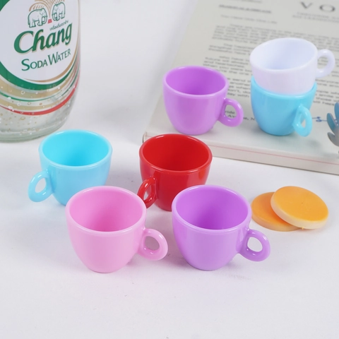 Miniature Simulation Coffee Cup Dollhouse Accessories Colorful Plastic Tea Cups Pretend Play Kitchen Toys For Kids DIY Crafts