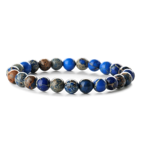 Bracciale Di Perline In Pietra Naturale Agata Diaspro Guarigione Yoga Energia Unisex Gioielli Elastici