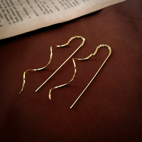 Golf Ketting Kwastje Doortrek Oorbellen Met Koper En Zilveren Oorsteker Mode Minimalistische Sieraden Voor Vrouwen
