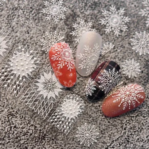 Embossed Nail Art Stickers Snowflake Gingerbread Man Stereoscopic Winter Christmas Self Adhesive Manicure Decoration Stickers
