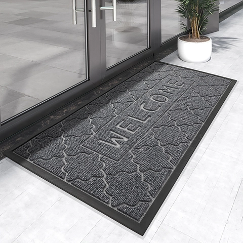 Tapete Welcome Antideslizante Base Caucho Raspador Eliminación Barro Alfombra Entrada Moderno Lavable Decoración Suelo