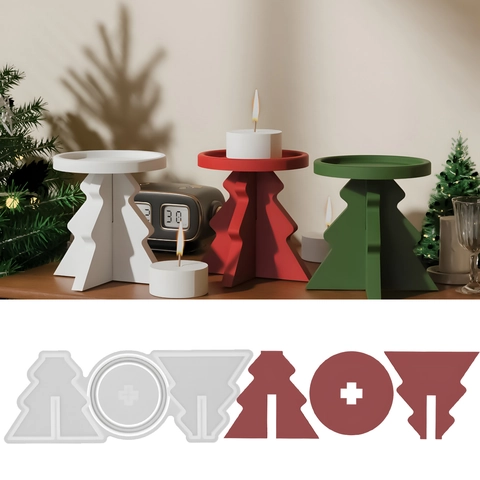 Christmas Tree Candle Holder Silicone Mold DIY Resin Casting Tool Holiday Table Decor Reusable Flexible Craft