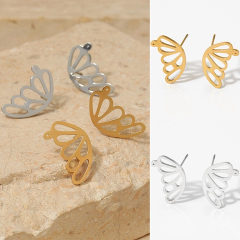 Schmetterlingsflügel Ohrstecker Hohl 316 Edelstahl Vakuumvergoldet Elegant Minimalistisch Zierlich Schmuck Damen