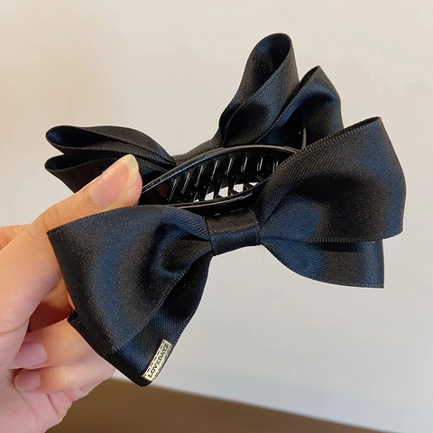 Grande Pince À Cheveux Noeud En Satin Élégante Style Français Accessoires Cheveux Pour Femmes