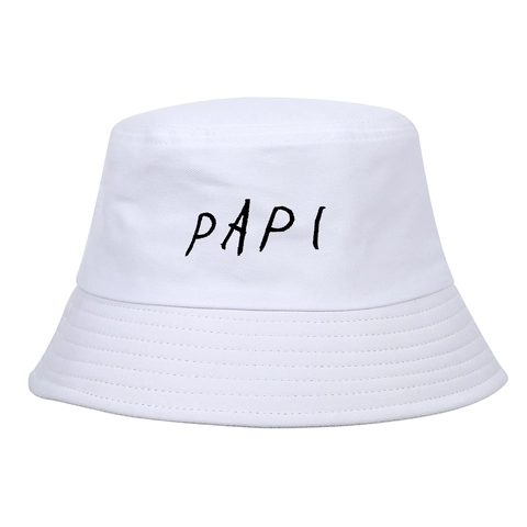 Bucket Hat Baumwolle Papi Stickerei Sonnenschutz Outdoor Streetwear Unisex Fischerhut