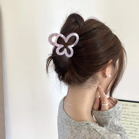 Pinza Per Capelli Farfalla Elegante Design Fiore Plastica Resina Medio Shark Clip Accessorio Capelli Per Donne