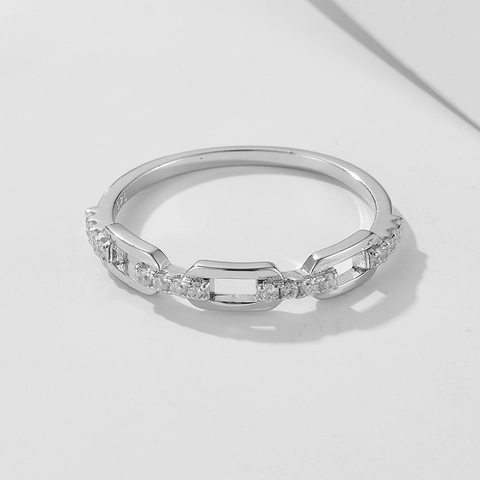 925 Sterlingsilber Kette Ring Mit Zirkonia Personalisiert Geometrisch Glied Finger Schmuck Gold Silber Plattiert Damen