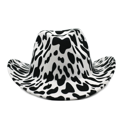 Chapeau De Cowboy Occidental À Bord Large Feutre De Laine Animal Vache Léopard Zèbre Motif Rétro Coupe-vent