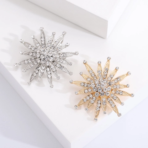 Broche Tournesol Élégante En Alliage Avec Strass Éclatants Épinglette Fleur Pour Robe Femme
