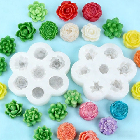 3D Blume Sukkulente Silikonform Für Aromatherapie Kerze Seife Harz DIY Rose Pfingstrose Realistische Florale Flexibel Handwerk