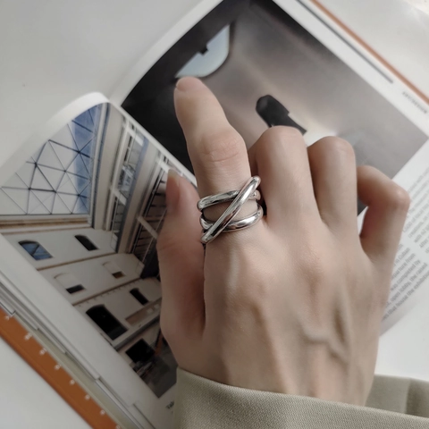 Minimalistischer Edelstahl Kreuz Mehrlagiger Ring Für Damen Herren Geometrischer Polierter Mode Finger Schmuck Geschenk
