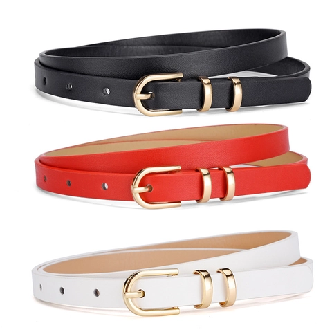 Cintura da Donna alla Moda Sottile in Pelle PU Con Fibbia in Lega Minimalista Versatile Cinturino Sottile per Vestiti Jeans