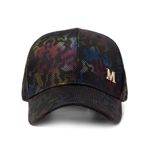 Cappello Da Baseball Da Donna Moda Mesh Traspirante Stampa Graffiti Colorata Cappello Sole Con Decorazione Lettera M In Metallo