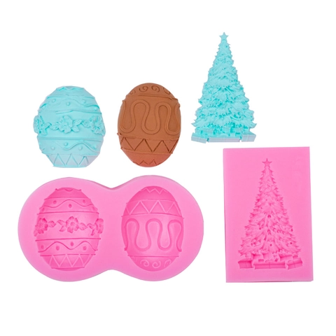Silicone Baking Mold Easter Egg And Christmas Tree Shape Fondant Chocolate DIY Craft Tools For Cake Decoration