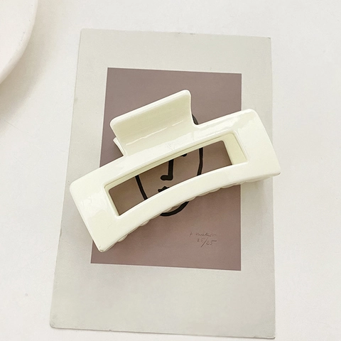 Rectangular Hollow Hair Claw Clip Resin Plastic Strong Grip Vintage Shark Clip Hair Accessories For Women Girls Candy Colors