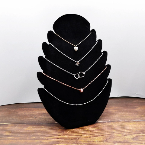 Velvet Necklace Display Stand Flame Shaped Jewelry Organizer Portrait Bust Board For Pendants Chains