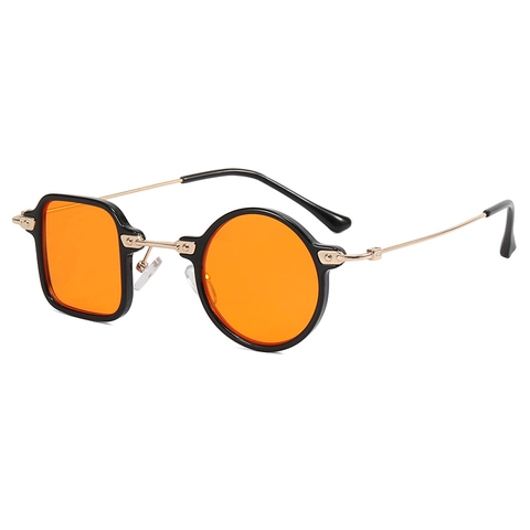 Occhiali Da Sole Asimmetrici UV400 Lenti Quadrate E Rotonde Montura PC Metallo Retro Punk Novità Di Moda