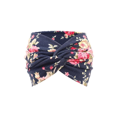 Twist Knot Headband For Women Wide Boho Paisley Floral Print Elastic Cotton Hair Band For Yoga Sports Running Makeup