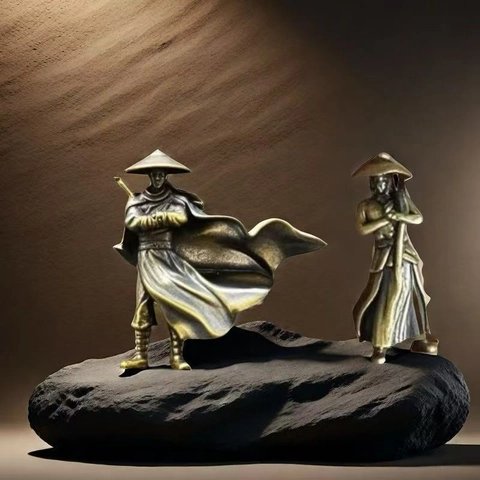 Figurine In Miniatura In Lega Stile Cinese Antico Cavaliere Studioso Decorazione Paesaggio Bonsai Ornamento Scrivania Metallo