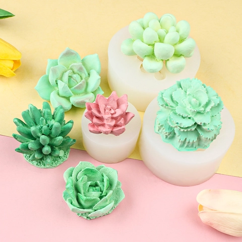 3D Succulent Silicone Molds Plant Flower Shape DIY Resin Epoxy Aroma Candle Soap Gypsum Clay Craft Making Tool