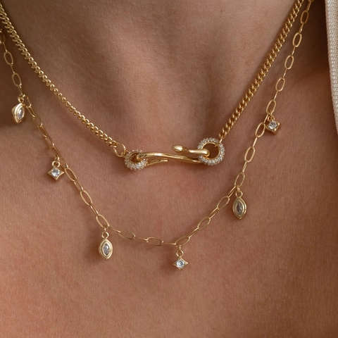 Collana Vintage Con Ciondolo a Serpente In Rame Per Donna Squisita Catena Geometrica Placcata In Oro Con Strass Gioielli