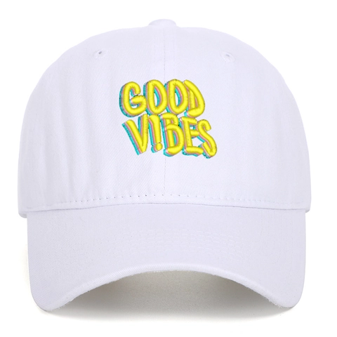 Cappello Da Baseball In Cotone Lavato Good Vibes Ricamo 3D Vintage Distressed Regolabile Cappello Da Sole Retrò