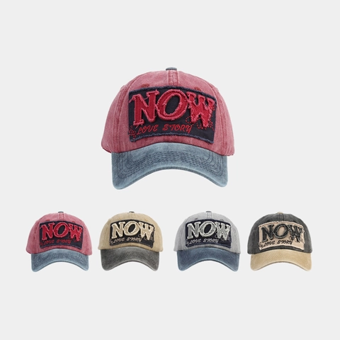 Cappello Da Baseball In Cotone Lavato Vintage Distressed Patch Lettera Now Ricamo Protezione Solare Regolabile Cappello Retrò Esterno Unisex