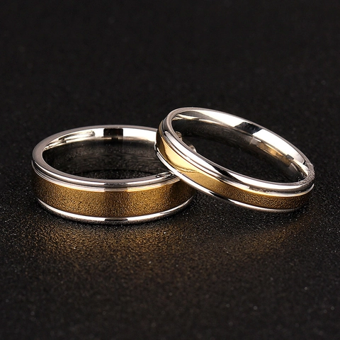 Simple Stainless Steel Two Tone Ring For Women Men Gold Silver Plated Band Ring Fashion Minimalist Jewelry Finger Ring