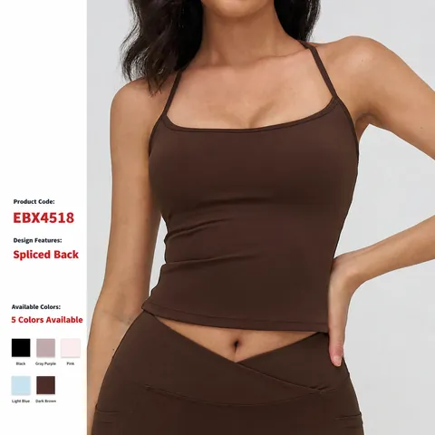 Damen Yoga Tank Top Nylon Spandex Hohe Elastizität Herausnehmbare Polster Racerback Slim Fit Sport Fitness Gym Laufen