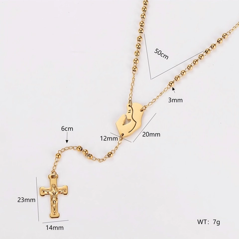 Rosenkranzkette Mit 304 Edelstahl Kruzifix Kreuz Anhänger Religiöse Perlenkette Lange Pullover Schmuck Für Herren Und Damen