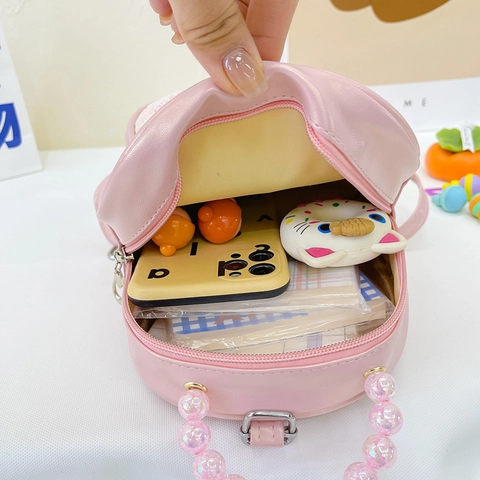 Mini Zaino Bambini Paillettes Motivo Conchiglia Manico Perla Artificiale Borsa Moda Viaggio Per Ragazze
